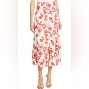 Rebecca Taylor linen floral embroidered skirt 8